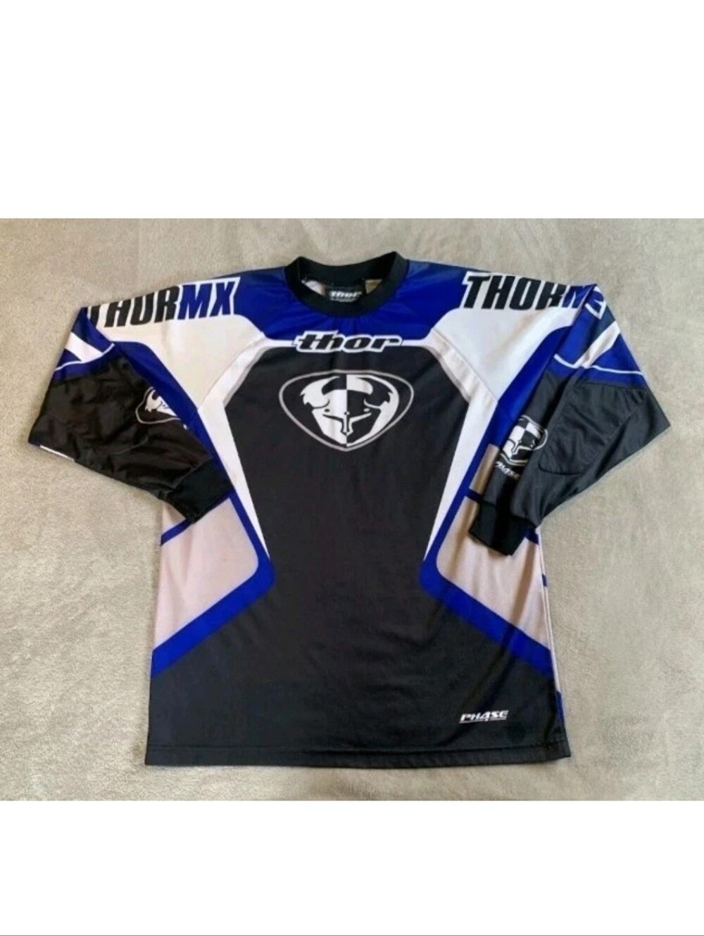 Vintage Thor Motocross Jersey Shirt Mens Large Blue Long Sleeve MX Racing XL